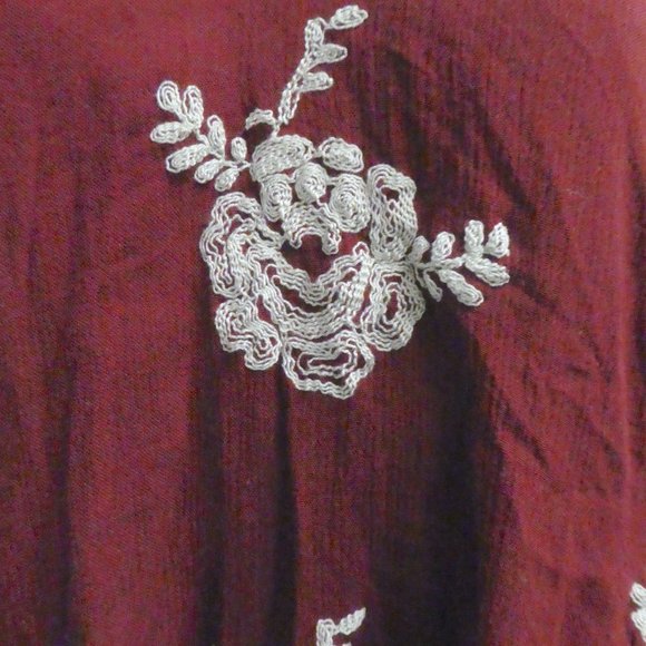 FREE PEOPLE red EMBROIDERED EMMA open back SWING long sleeve mini tunic DRESS M - Picture 3 of 7